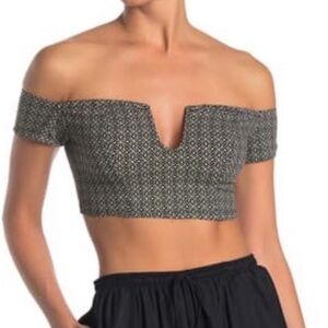 Free People Crop top off shoulder Brami lucky now